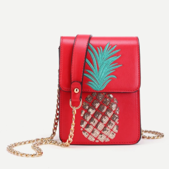 Red&Gold Sequin PINEAPPLE Shoulder Bag - Picture 5 of 5